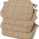 Shinnwa Dining Chair Cushions Set of 4, Non-Slip Kitchen Chair Cushions with Ties and Machine Washable Cover, 4 Pack, 17 x 16.5 x 2in, Wheat