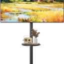 Rolling TV Stand for 10-46 Inch TVs, Small Mobile TV Cart with Shelf and Hidden Wheels,Portrait to Landscape,Modern Floor Mobile TV Stand for Living Room,Height Adjustable,Max VESA 200x200mm (Black)