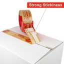 Stop Sign Sealing Tape Pre-Printed " IF SEAL IS BROKEN,CHECK CONTENTS BEFORE ACCEPTING" ,Heavy Duty Packing Tape with Dispenser 2 Inch x 110 Yards,Packaging Tape for Moving and Shipping (Brown)