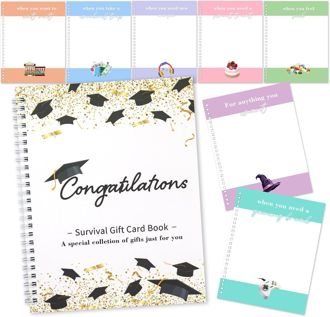 GraduatePro College Survival Gift Card Book Money Cash Holder 7x9 for High School Graduation Student Leaving Home Gifts Party Decoration