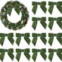 AIMUDI Sage Green Velvet Bows 4.5" for Christmas Tree, Wreaths, Gift Wrapping - Festive Winter Decor, Tree Garland, Swag, Wedding - 12 PCs