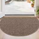 BEQHAUSE Dirt Trapper Door Mat 24" x 36" Half Circle Non-Slip Washable Doormats Entrance Rugs Absorbent Welcome Low Profile Floor Mats for Front Back Door and Entryway, Taupe