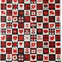 Valentines Day Decorative Throw Blanket Gifts for Mom, Wife, Buffalo Plaid Red Red Heart Lip Rose Love Letter Decoration Fleece Blankets for Couch Bed Sofa, Romantic Decor, 50x60 Inch