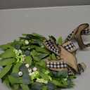 Artificial Eucalyptus Wreath for Front Door|20" Green Leaf Wreath for Window Home Porch Farmhouse Patio and Garden Indoor Outdoor Decor with Bow for Spring Summer Fall Winter