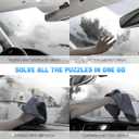 Windshield Cleaning Tool, Car Window Cleaner with Extendable Long Handle and 4 Washable Reusable Microfiber Pads, Auto Interior Exterior Glass Wiper Cleaning Kit Universal for Office and Home (Gray)