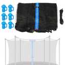 Zoomster 12FT Trampoline Enclosure Net with Pole Cap, Replacement Safety Enclosure Net for 6 Straight Poles Round Trampoline, Breathable and Weather-Resistant