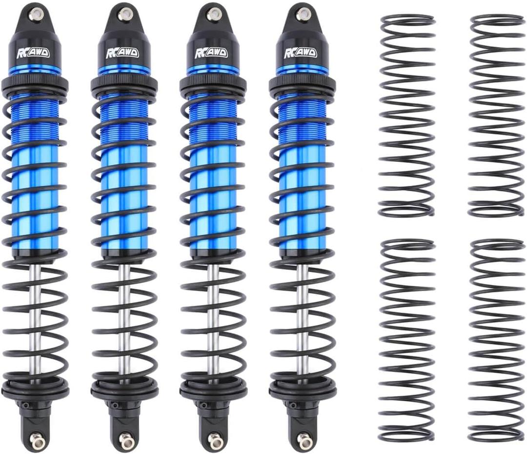 RCAWD Xmaxx 8S 6mm Bold Shaft & 2 Types of Hardness Springs, 60% Upgrades Shock Absorbers, for TRAXXAS X-Maxx Ultimate Front Rear RC Shocks Damper 1/5 Part #7761R 77086-4 77096-4 77097-4 Blue