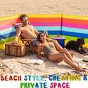 Thyle 20ft Rainbow Stripe Beach Windscreen Set Long Privacy Screen with 6 Hardwood Poles and Carry Bag Portable Wind Blocker for Beach Summer Outdoor Sand Wind Protection, 20 ft x 30 inches