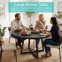 NUTIKAS 47 Inch Round Dining Table for 4, Modern Black Wood Grain Kitchen Table with Cross Metal Legs, Circular Industrial Dinner Table for Small Spaces, Breakfast Nook, Apartment, Office