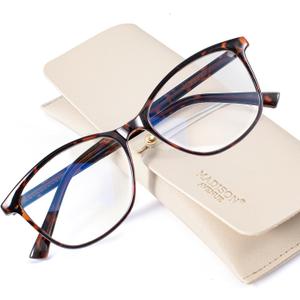 Madison Avenue Blue Light Blocking Glasses Anti Eyestrain UV Glare Blue Light Glasses for Women with Case, TV Phone Computer Gaming Eyeglasses (Demi)