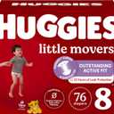 Huggies Size 8 Diapers, Little Movers Baby Diapers, Size 8 (46+ lbs), 76 Count (2 Packs of 38)