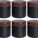 6Pcs 3.53 oz Small Travel Lotion Containers with lids Glass Sample Empty Round Cosmetic Jar Bottles for Creams Makeup Lotion Toiletries Storage (Black, 100 gram)