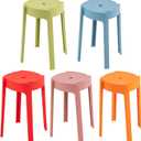 5 Pack Plastic Stackable Stools, 18" Plastic Round Stools, Colorful Nesting Stools, Portable Multipurpose Stool Chairs Flexible Seating for Classroom Students School Home Office (Colorful)