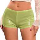 SweatyRocks Women's Sparkly Sequin Mini Shorts Low Rise Y2k Party Rave Booty Shorts Hot Pants Size S