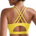 RUNNING GIRL Sports Bras for Women, Strappy Back Supportive Sports Bra Padded Workout Bras Medium Support(WX2354 Yellow, XL)
