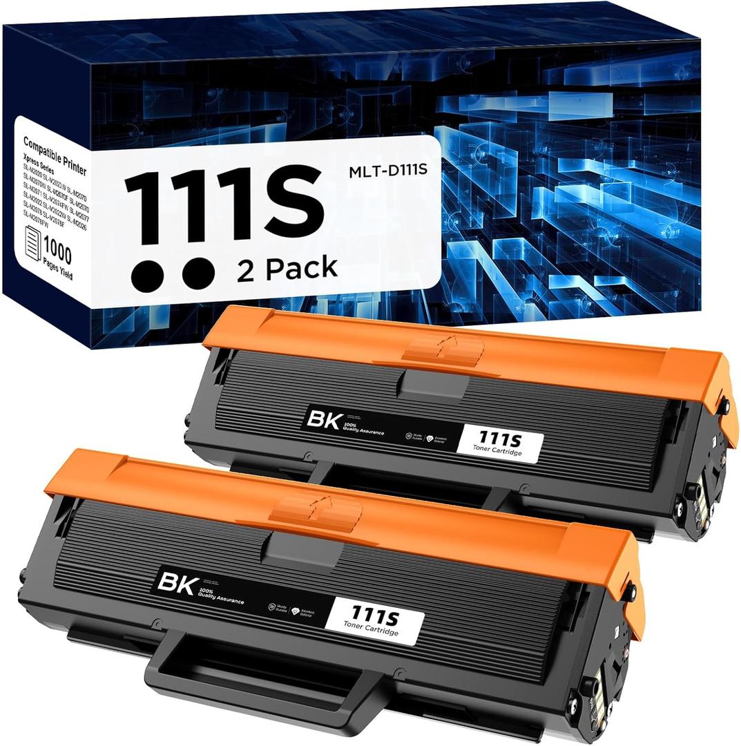 MLT-D111S Toner Cartridge Compatible for Samsung MLT-D111S 111S MLT111S D111S High Yield to use with Samsung Xpress M2020W M2070FW M2020 M2070W M2024W M2074FW Printer (Black, 2 Pack)
