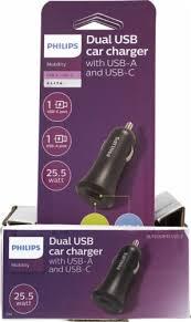 Philips Dual USB Car Charger With USB A And USB C