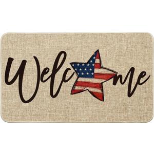 Artoid Mode Elegant American Flag Stars Memorial Day Welcome Doormat, 4th of July Patriotic Liberty Low-Profile Yard Floor Switch Mat for Indoor Outdoor 17 x 29 Inch Artoid Mode Elegant American Flag Stars Memorial Day Welcome Doormat, 4th of July Patriotic Liberty Low-Profile Yard Floor Switch Mat for Indoor Outdoor 17 x 29 Inch