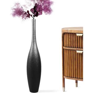 27.5" Tall Modern Floor Vase - Black with Silver Galaxy Ombre Finish - Resin Decorative Vases with Slim Neck & Weighted Base - Large Home Decor Vase for Living Room, Entryway 27.5" Tall Modern Floor Vase - Black with Silver Galaxy Ombre Finish - Resin Decorative Vases with Slim Neck & Weighted Base - Large Home Decor Vase for Living Room, Entryway