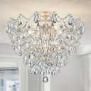 WUZUPS 6-Light Crystal Chandelier Ceiling Light Modern Lighting Fixture for Bedroom Hallway Bar Kitchen Bathroom, H 15.6" W 20.1", E12 Base, Silver, Ceiling Light, 15.6" High 20.1" Wide