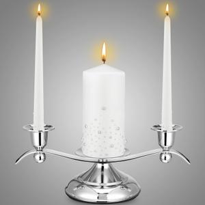 Irenare Unity Candles with Holder for Wedding Ceremony Wedding Decortions Accessories Glass Candle Holder Pillar Candle for Formal Events Church(Pearl)