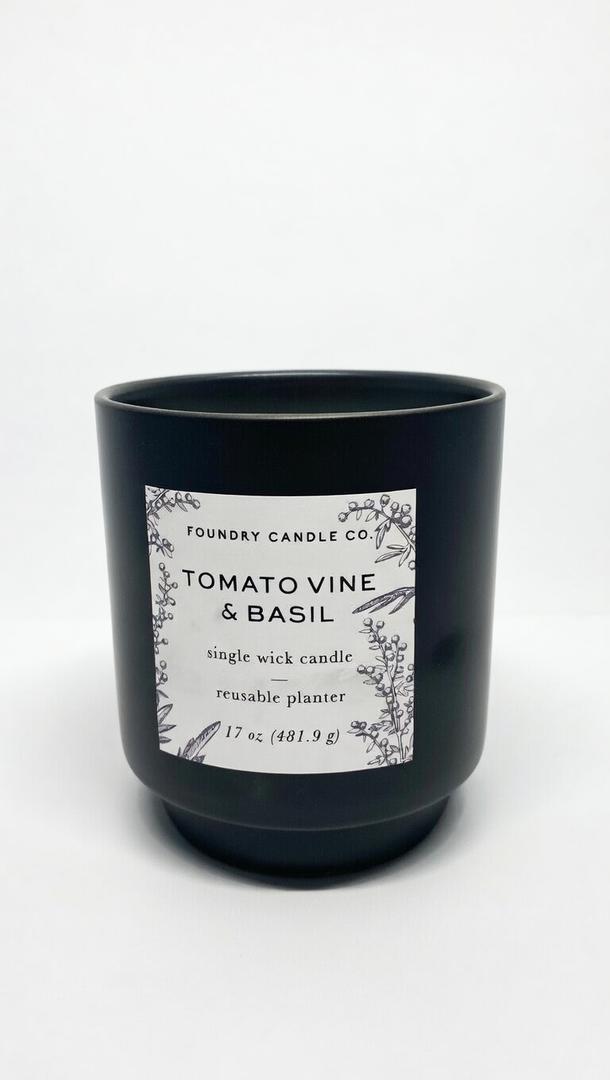 Foundry Candle Co. Tomato Vine & Basil Single Wick Candle in Reusable Planter - 17 oz