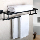Alise Double Towel Rack for Bathroom,24 Inch Bathroom Tower Holder Towel Shelf with Double Towel Bars Wall Mount,SUS304 Stainless Steel Towel Hanger Double Tower Bar for Bathroom Wall, Black