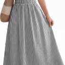 ANRABESS Womens Summer Midi Dress Striped Casual Short Sleeve Crewneck Empire Waist 2026 Flowy Long Beach Dress with Pockets XL