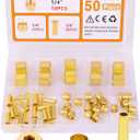 1/4 Inch OD Brass Compression Insert,Sleeve Ferrule,Nut 50PCS