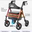 HOMLAND Foldable Rollator Walker for Seniors with Seat, 16" Extra-Wide Seat