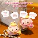 Crochet Kit for Beginners - 2 PCS Pink Spring Outing Pig Knitting Kit,Adult Beginner Crochet Kit, Beginner Crochet kit for Kids with Step-by-Step Video Tutorial