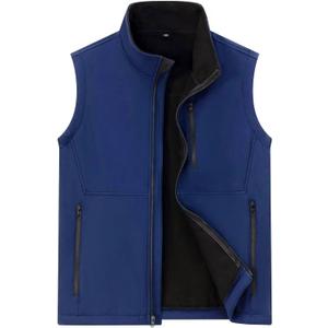 Men's Lightweight Vest Softshell Outerwear Windproof Sleeveless Jacket for Golf Running Hiking (Blue, XL)