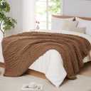 L'AGRATY Chunky Knit Blanket Throw - Soft Chenille Yarn Throw Blanket 40x50 Handmade Thick Cable Knit Crochet Blanke - Large Knit Blanket Chunky Rope Knot Throw Blanket for Couch Sofa Bed Home Decor (40"x50", Brown)