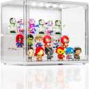 Acrylic Display Case for Collectibles with LED Light, 3 Layer Adjustable Figure Display Case with Magnetic Door, Lighted Display Box Stackable Clear Blind Box for Action Figure, Popmart, 1 Pack