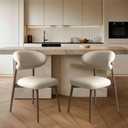 Upholstered Dining Chairs Set of 2,Mid Century Modern Kitchen Chairs with Back and Wood Frame,Faux Leather Dinner Chairs (Light Khaki + Light Walnut Legs, Set of 2)