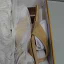 vivianly Women's Suede Low Chunky Block Heel Flip Flops Square Toe Thong Heeled Sandals Casual Slip On Mules for Work Beach Casual Outings Beige Size 7