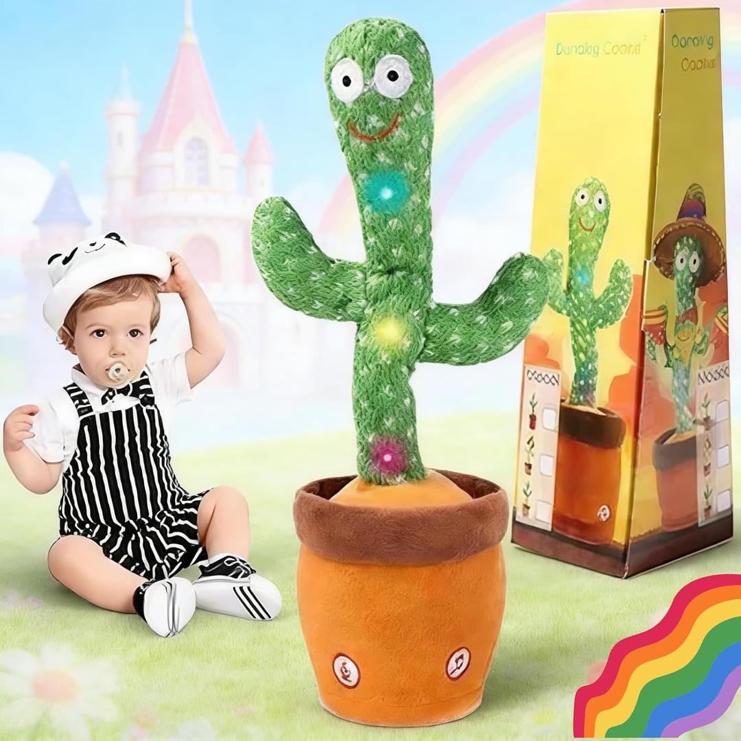 Talking Cactus Toy for Babies 6+ Months & Toddlers - Dancing Singing Repeating Cactus Toy with 120 Songs & Lights, Interactive Plush Gift for Kids Age 1 2 3 4 5 6