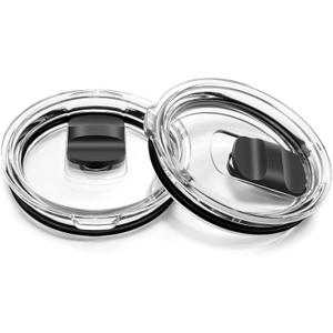 20 oz Tumbler Lid, Replacement Lids Compatible for YETI 20 oz Tumbler, 10/24 oz Mug and 10 oz Lowball, 2 Pack Travel Spill Proof Cup Lids Covers with Magnetic Slider Switch, BPA Free (20oz, black 2 pack)