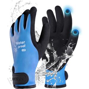 PACIFIC PPE Winter Work Gloves for Men and Women, 100% Waterproof Thermal Insulated Freezer Gloves for Cold Weather, Super Grip, Blue, 2X-Large