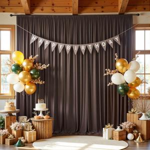 10ftx12ft Brown Backdrop Curtains for Wedding-Wrinkle Free Backdrops Curtain Drapes Fabric Decorations Photo Back Drop Cloth for Baby Shower Photography Stage Reception 2Panels 12ft(H) x 5ft(W)