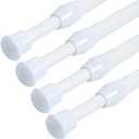 Spring Shower Curtain Rod, 4 Pack Cupboard Bars Tensions Rods 16 to 28 Inches Adjustable Extension Rod for Bathroom Window Closet Wardrobe Bar DIY Projects (White, 16-28 in-4 Pcs)