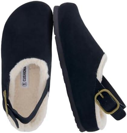 CUSHIONAIRE Luz Suede Clogs for Women with Fuzzy Lining, Size 11