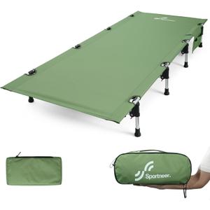 Sportneer Camping Cot, Folding Cots Lever Lock Portable Lightweight Sleeping Camping Bed for Adults Outdoor Travel Backpacking Camp Hiking Supports 330lbs (Green)