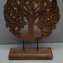 VANIYA CRAFTS Wooden Carved Handmade Tree Design Engraved Table Decor Table Sculpture Home Decor Statue for Living Room, Bedroom, Office Desktop, Cabinets (Walnut)