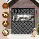 Magnetic Thermal Insulated Door Curtain with Visible Windows, Thicken Polyester Fiberfill & Durable Oxford Fabric, Hands Free Windproof Door Screen for 1 Car Garage Doors 9x7FT, Black