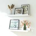 White Floating Shelves for Wall Decor, Wall Mounted Wood Storage Shelf for Bedroom, Living Room, Bathroom, Kitchen, Nursery, Display Picture Ledge Shelf with Lip Set of 2-16 Inches, White
