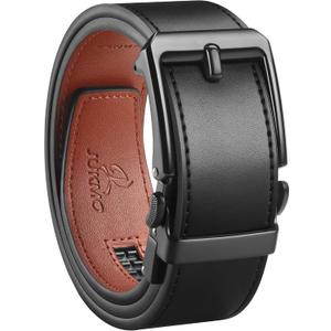 JUKMO 1.5" (38mm) Leather Ratchet Belt for Men in Gift Box (Black, L)