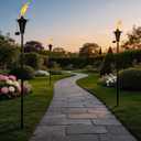 Citronella Torches for Outside Set of 4, 16 Oz Metal Outdoor Torches with 3-Prong Grounded Stake, 58 Inch Torch for Garden Decor, Backyard, Patio, Black