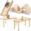BreezeHug 4 Pcs Hamster Platform Hideout Wooden Tunnel Ladder Playhouse Hamster Game Climbing Toy with Platform Cage Accessories for Pets Dwarf Syrian Mice Degus Gerbils Squirrel(Climber)