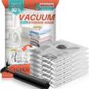 Vacuum Storage Bags With Hand Pump, Vacuum Seal Bags for Clothing,Space Saver Bags for Comforters,Blankets(6 Medium)